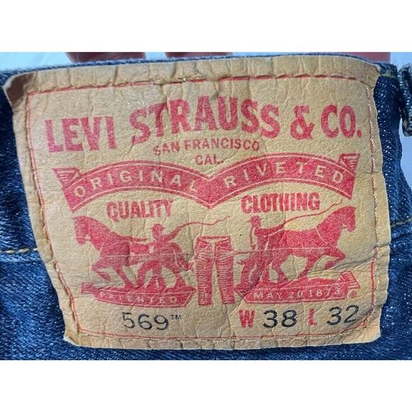 Levis 569 Men's Loose Fit Straight Leg Blue Denim Jeans- Size 39x31 - Picture 5 of 7